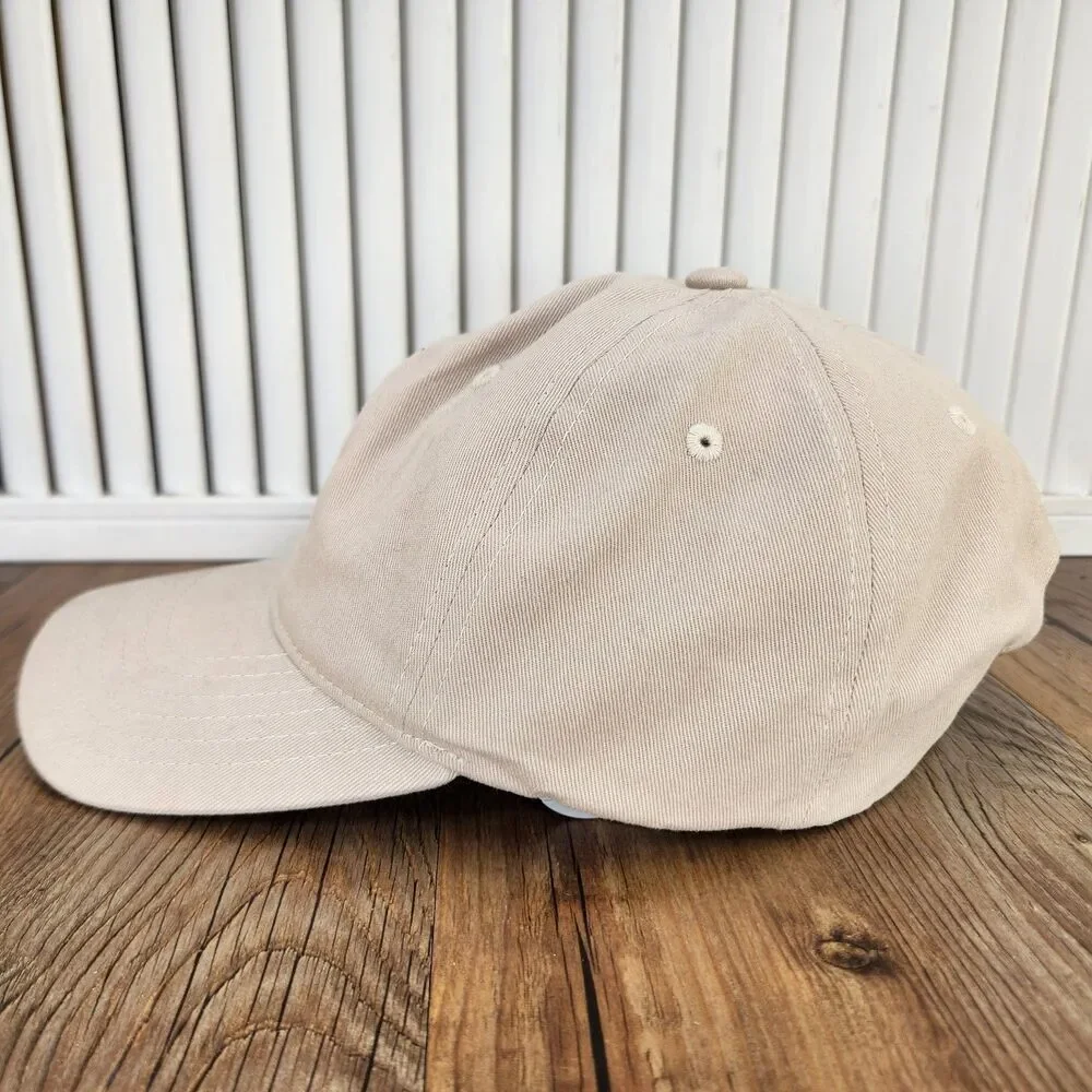 US Polo Assn Dad Hat Beige Embroidered Double Horseman Strapback Baseball Cap